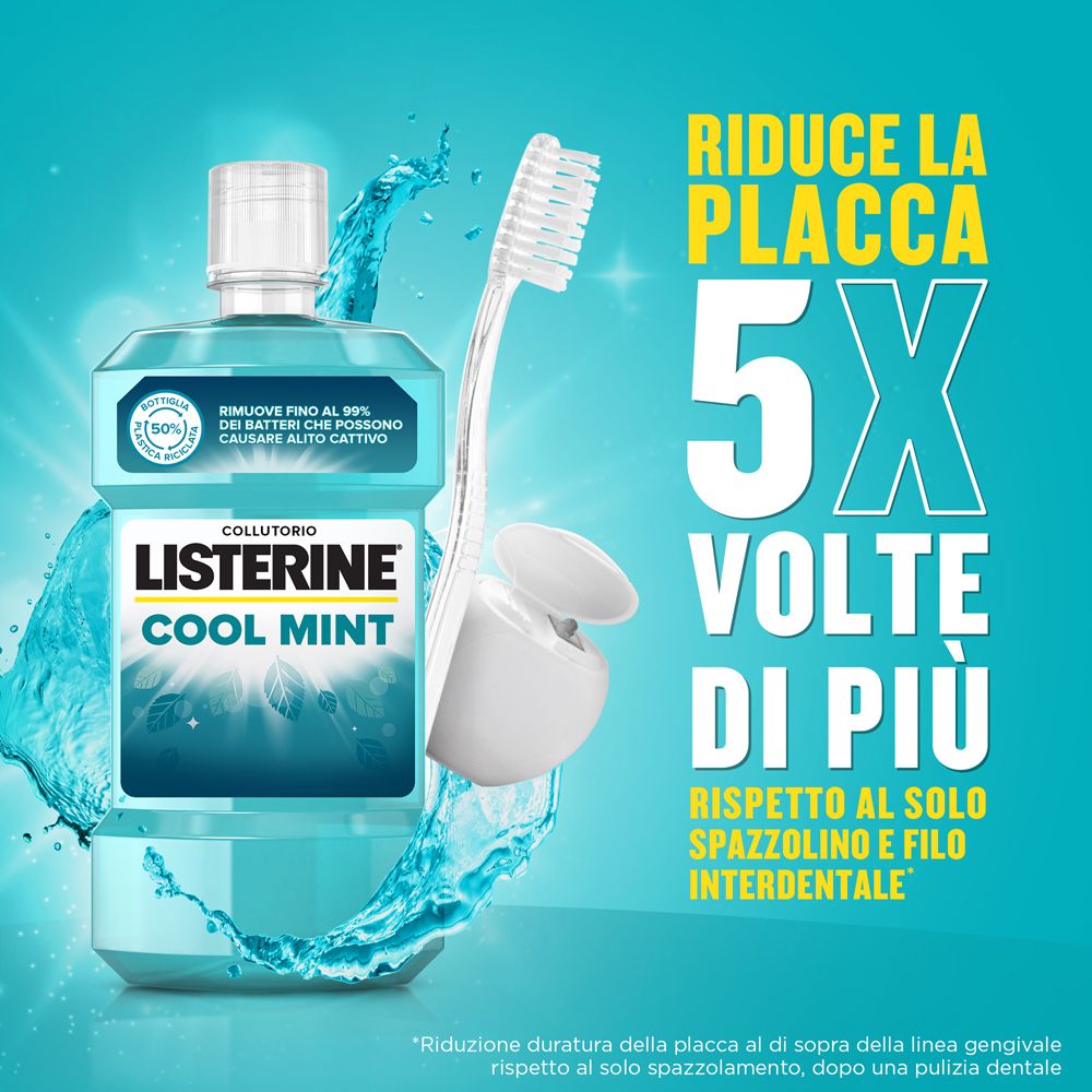 3 COLLUTORI LISTERINE COOLMINT ANTIPLACCA RINFRESCA ALITO formato 3x500 ML