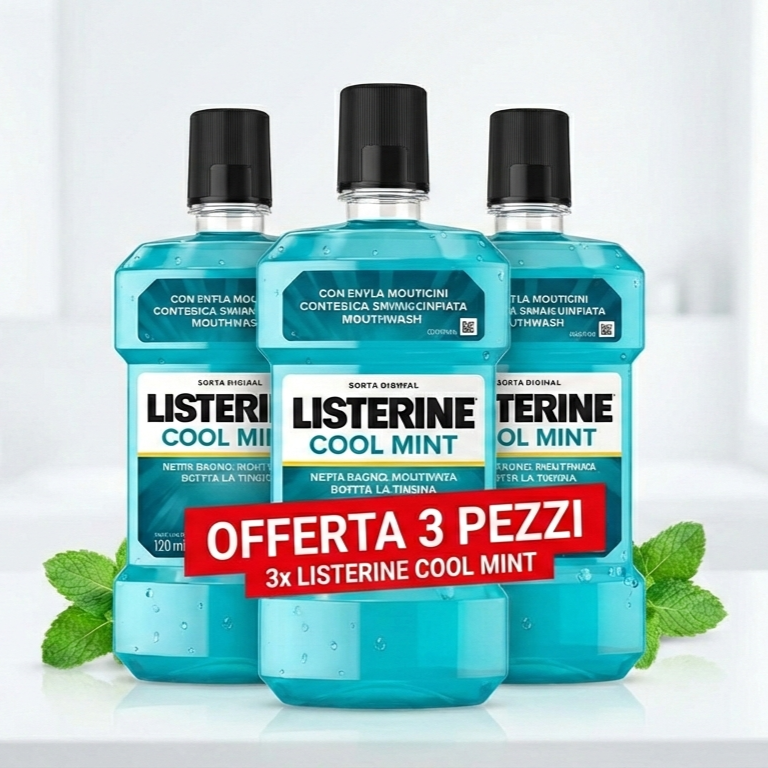 3 COLLUTORI LISTERINE COOLMINT ANTIPLACCA RINFRESCA ALITO formato 3x500 ML